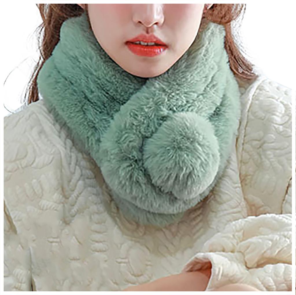 Women's  And Winter Fashion Scarf Thickening Warm Plus Ball Scarf Plush Scarf