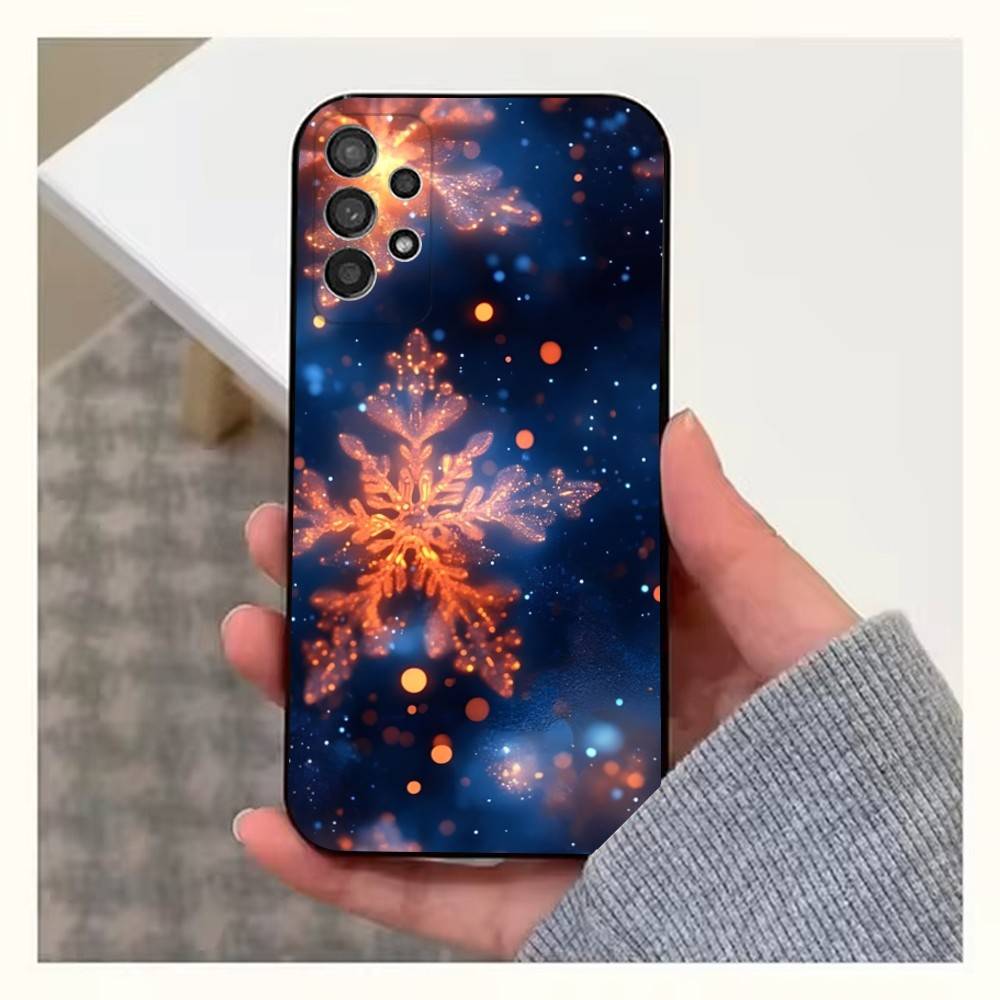 Christmas Snowflakes Art Case For Samsung S25,S24,S23,S22,S20,S21,S10,Ultra,Plus,Lite,FE,Soft Silicone Black Cover