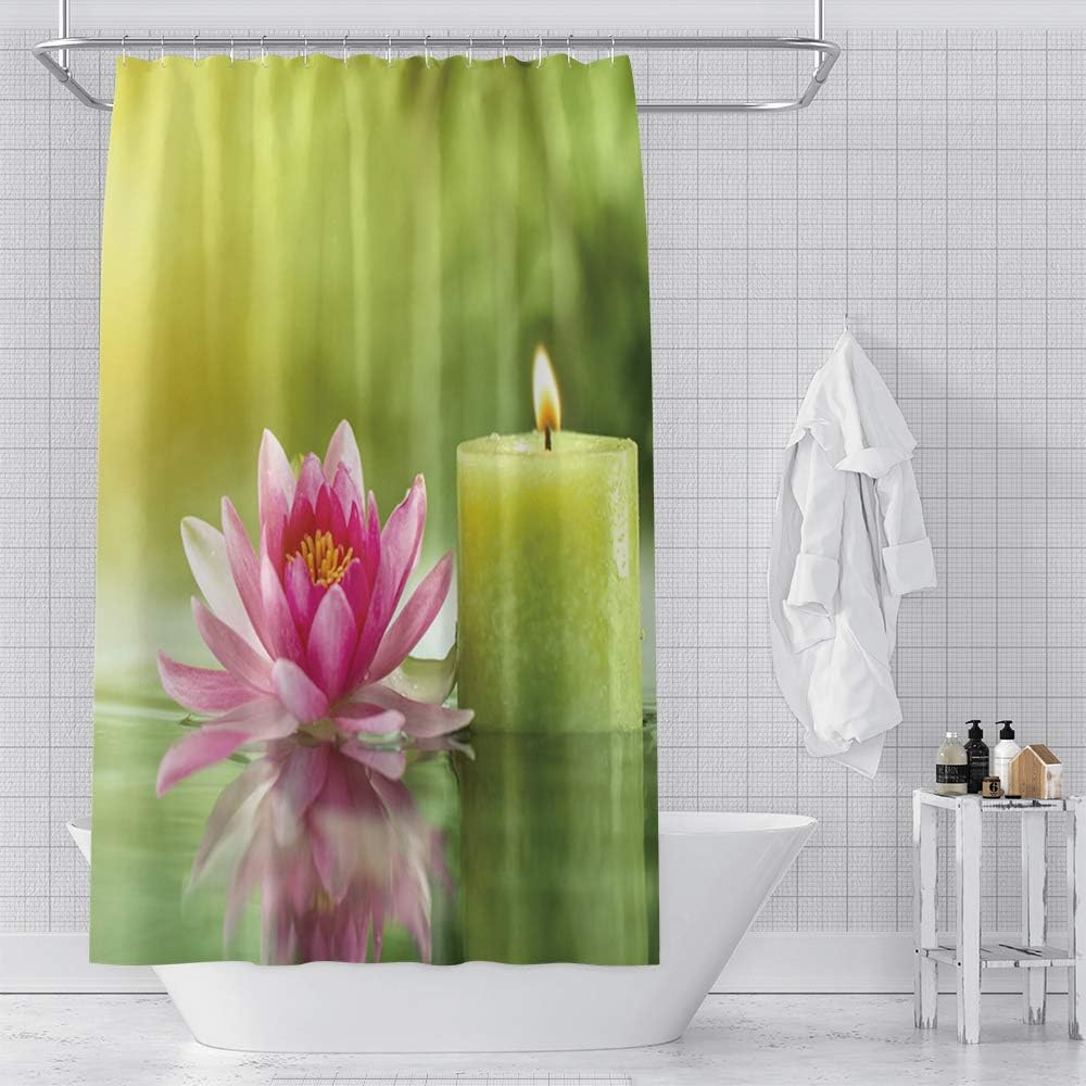 Neformální sprchový závěs Zen Spa Vyvážený kámen Divoká tráva Odraz ve vodě Meditační zátiší Umělecký design Koupelnový závěs