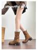 Belt Buckle Maillard Fold Two Wear Platform Short Boots Women's 2025 New Autumn and Winter Retro Slimming and Heightening Martin Boots