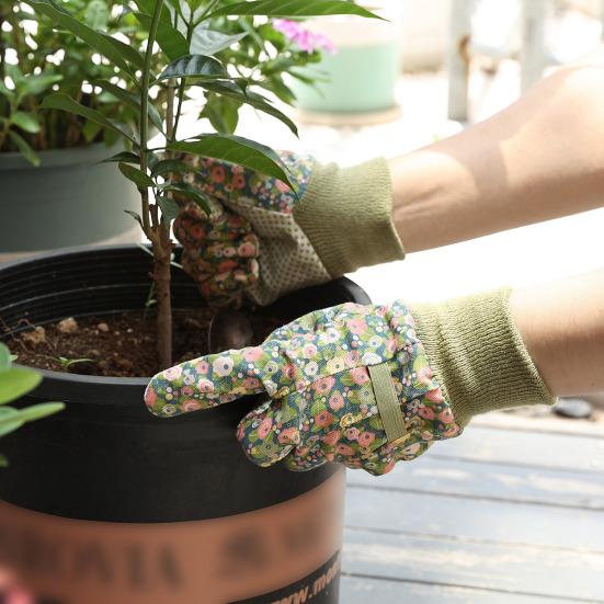 Gartenhandschuhe mit Blumenmuster, durchstichfeste Schutzhandschuhe, wasserdichte Anti-Rutsch-Handschuhe, Geschenk für Frauen, Hobbygärtner