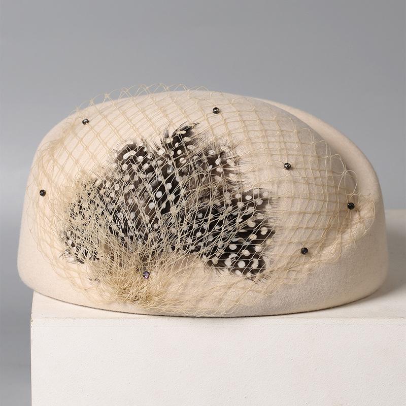 High-end French Beret Women's Autumn and Winter Elegant and Versatile Wool Woolen Painter Hat Showing Face Little Flight Attendant Hat