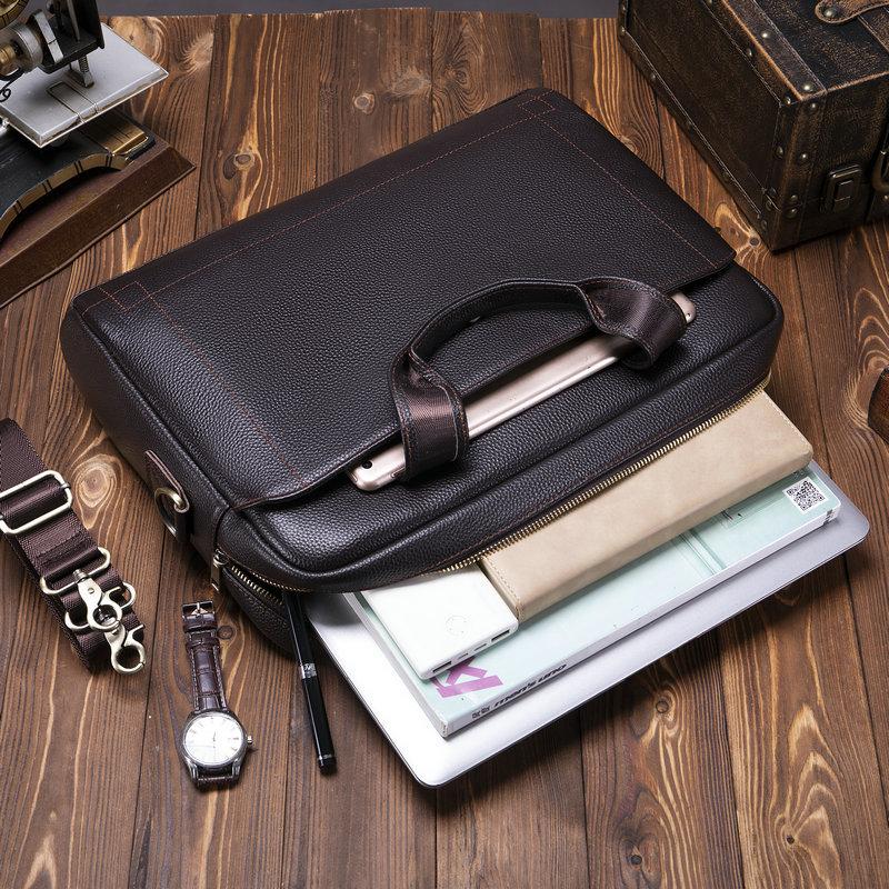 2026 Business Genuine Leather Briefcase for Men, Top Grain Leather Handheld Business Bag, Travel Commute Laptop Office Bag