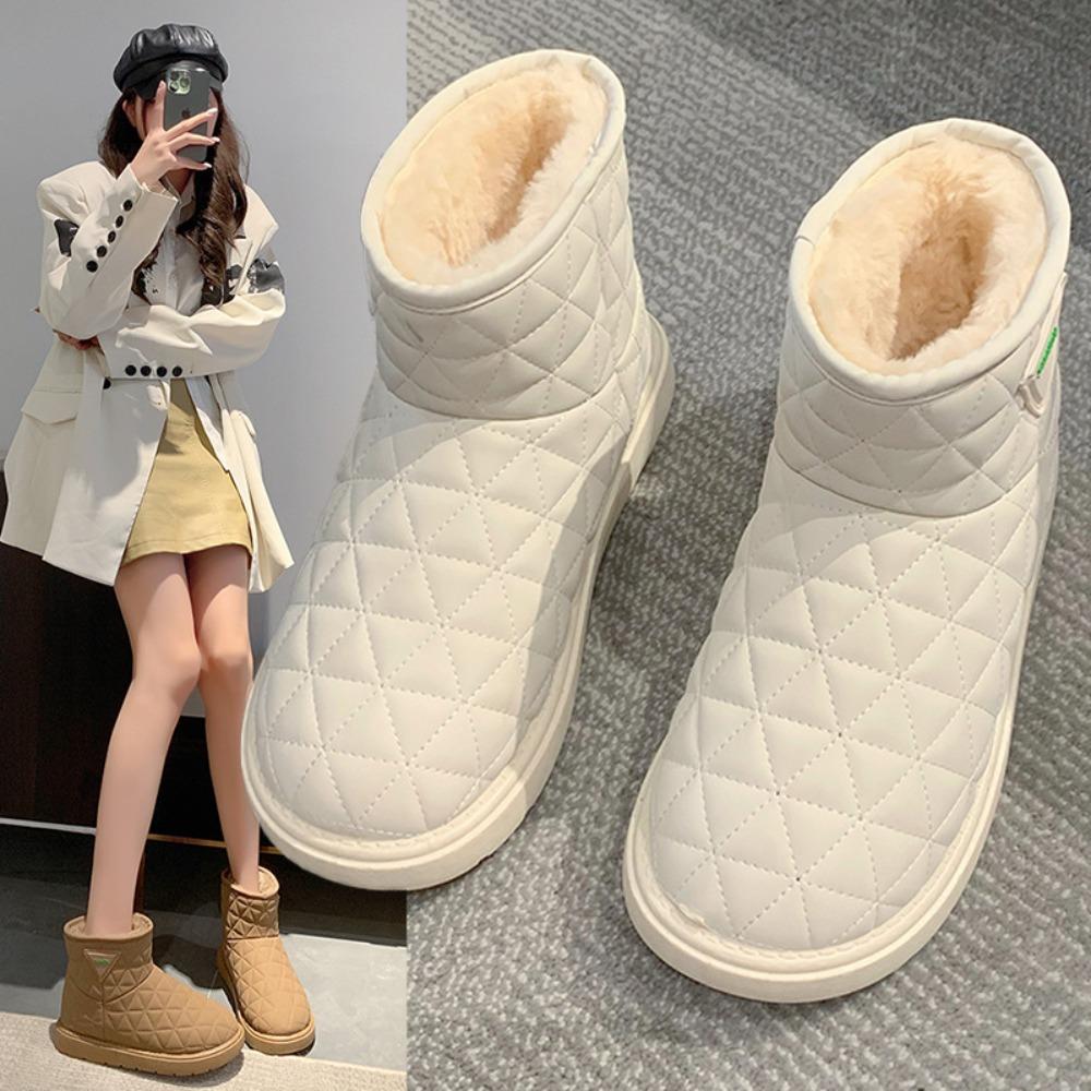 

Зимние толстые и теплые ботинки средней длины с бархатом для женщин 40 бежевый