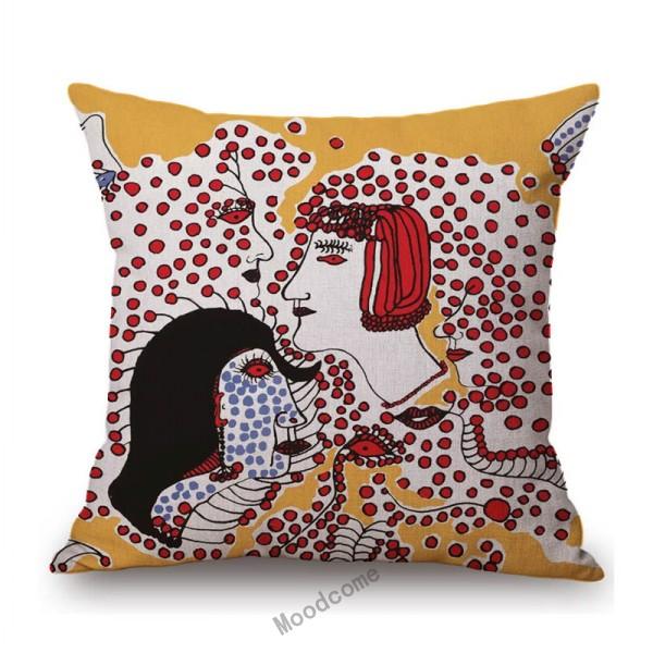 Modern Polka Dots Art Flower Vase Butterfly Pumpkin Yayoi Kasuma Japanese Style Cotton Linen Sofa Pillow Case Car Cushion Cover