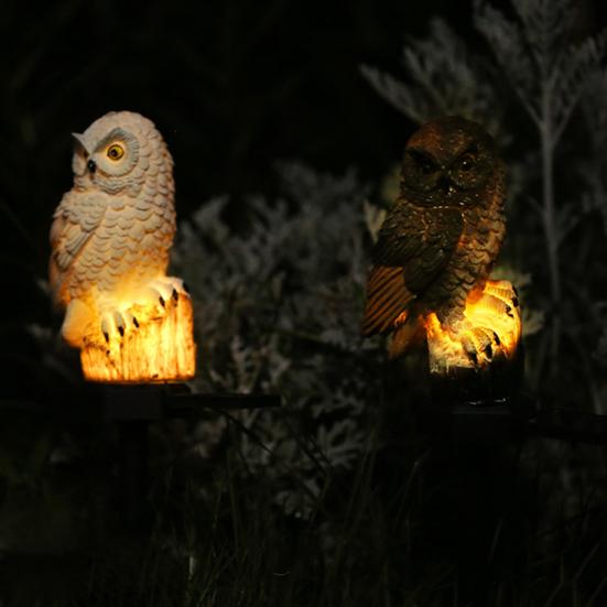 1/2Pcs Solar Owl Light with Stake Weather-resistant Waterproof Outdoor Garden Yard Pathway Patio Yard Lawn Solar Bird LED Decoration Lamp
