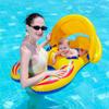 Inflatable Baby Swimming Float with Detachable Canopy Double Airbags and Underarm Support Baby Swim Seat Float Ring for Pool and Beach Use