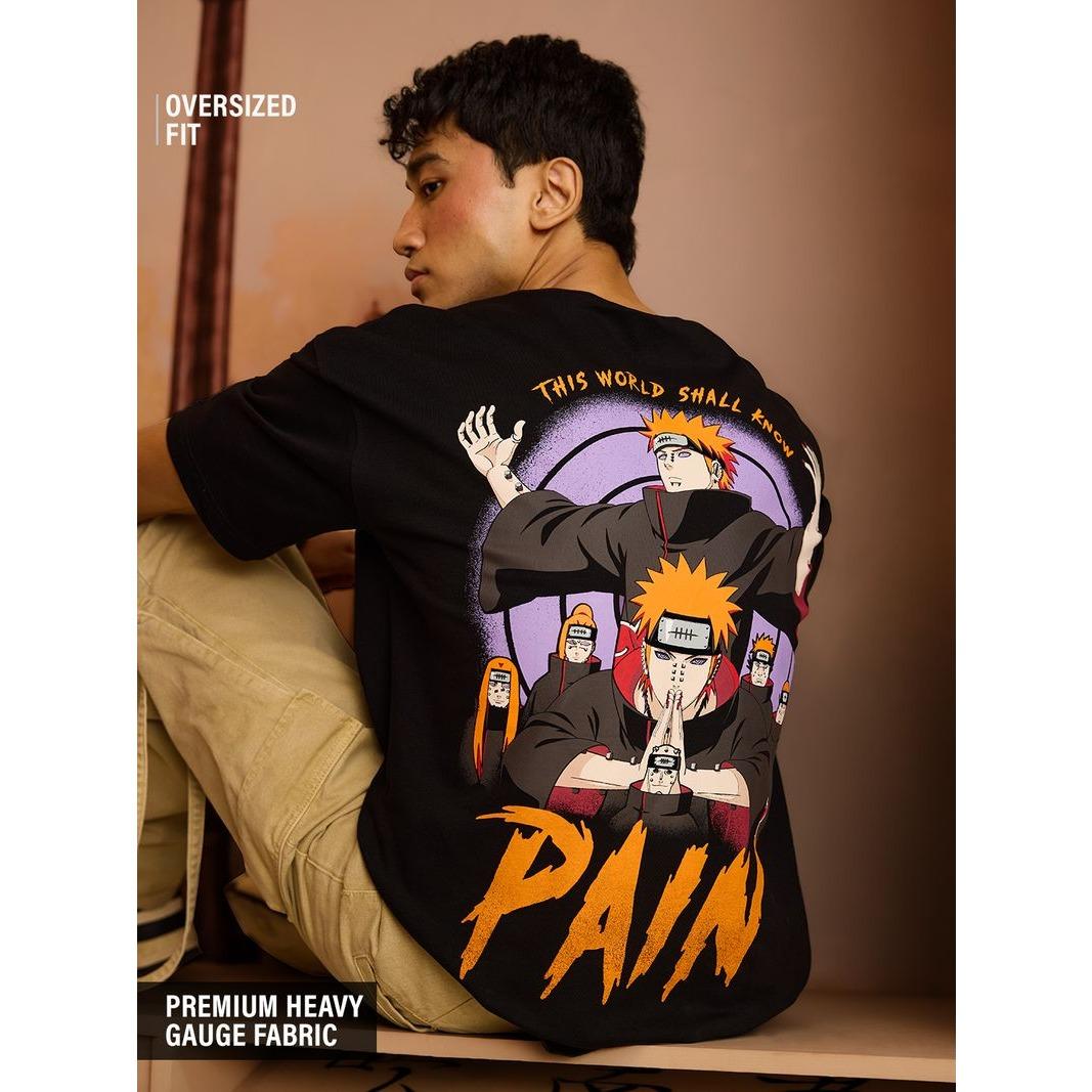 2026 Naruto This World Shall Know Pain Mens Oversized Anime TShirt Premium Cotton Round Neck Streetwear Relaxed Fit Casual Tee 4XL