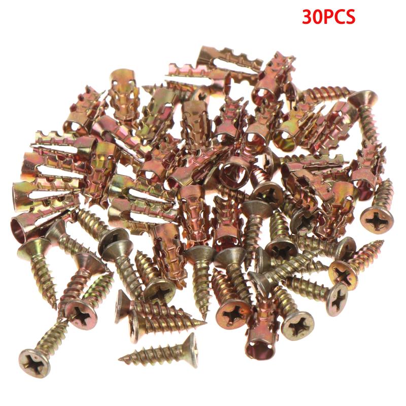 30/50/100Pcs Door Hinge Thread Repair Screws Metal Wall Anchors Self Tapping Screws Ribbed Anchors Set For House Decoration