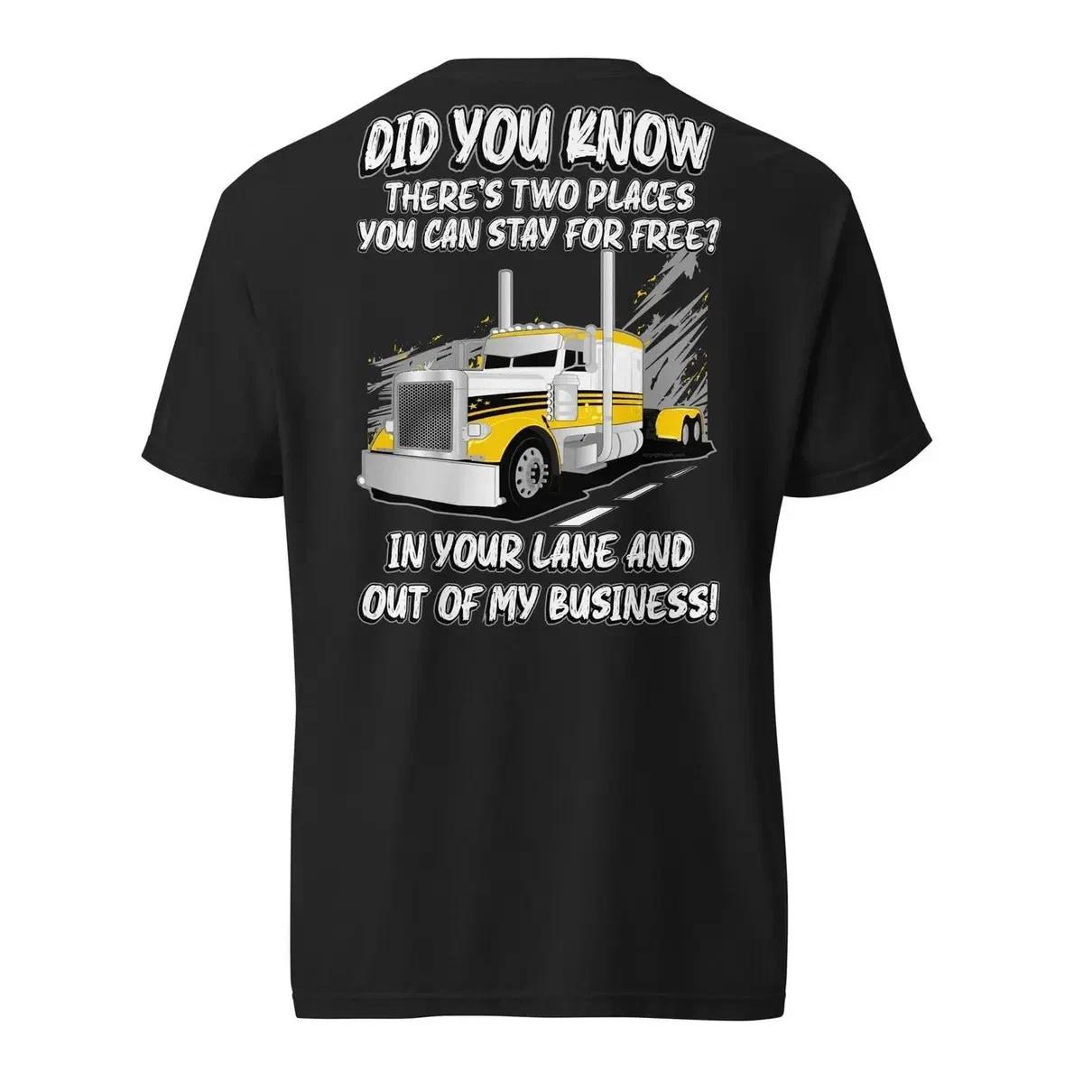 Funny Trucker Stay In Your Lane Semi Truck Driver T-Shirt Tee L