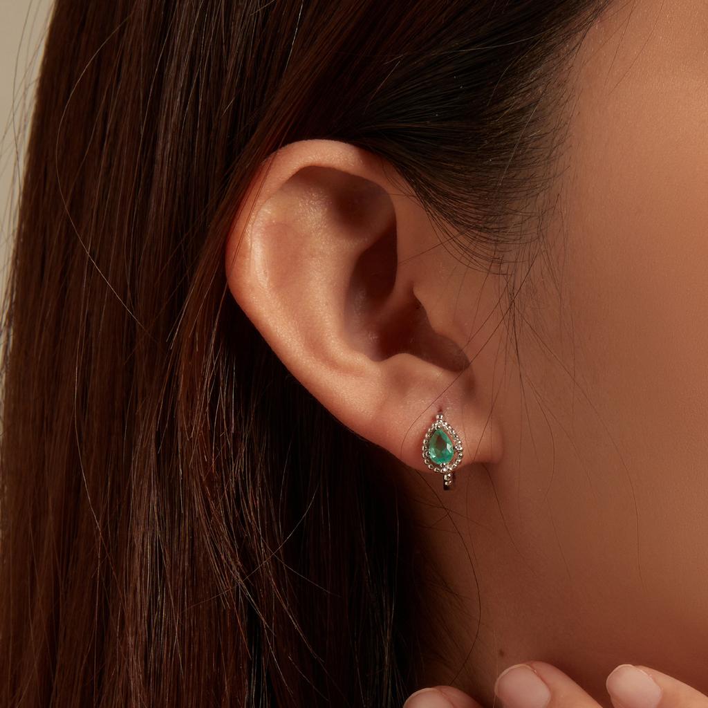 925 Sterling Silver Earrings Green Crystal Earrings Designer Fashion Earrings