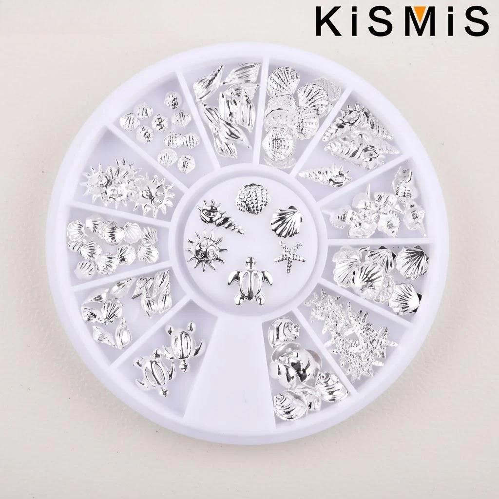 Fashion Nails Ocean Theme Metal Studs Sea Starfish Shell Turtle 3D Nail Art Decoration DIY UV Manicure Beauty серебряный