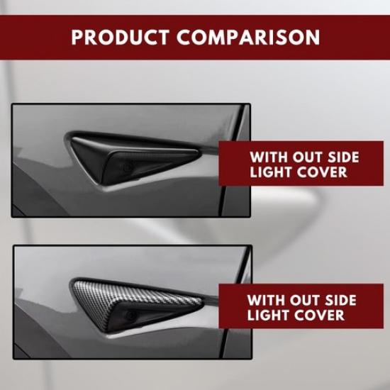 Black Carbon Fiber Style Side Camera Decoration Cover Trim For Tesla Model S X 3