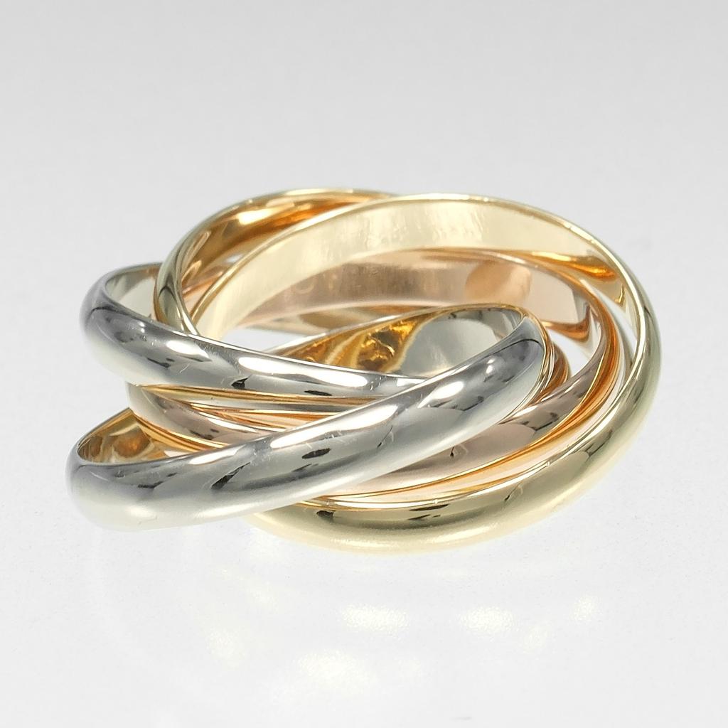 CARTIER Trinity 5 stations Ring K18 Gold (YGxPGxWG) #4.9(US Size) 8.31g Women Used
