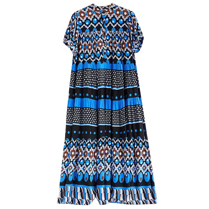 

Xitao Повсякденна жіноча сукня з принтом модного контрастного кольору ZY8692 синій