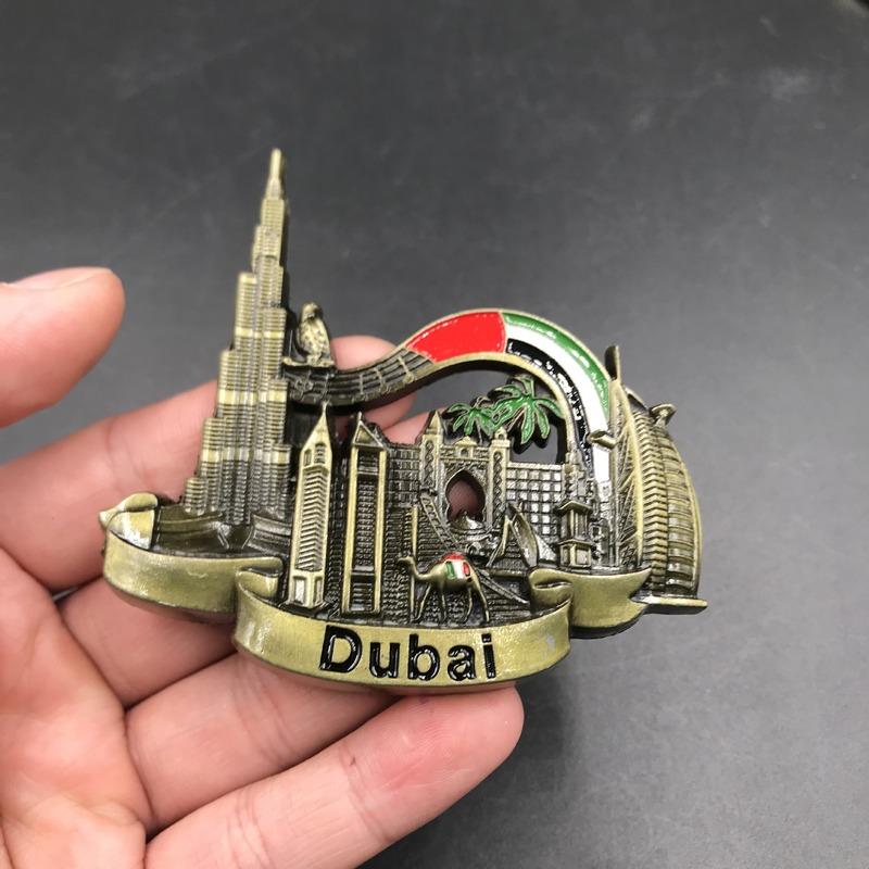 Dubai Travelling Souvenirs Metallic Fridge Magnets Austria UAE Tourist Souvenirs Metal Magnetic Stickers for Fridge Home Decor