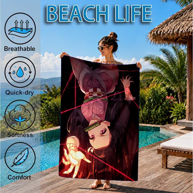 Anime Samurai Warrior's Journey Beach Towel, Microfiber Beach Towel, Perfect For Pool, Beach, Travel, Home Decor Beach Party Fan Gifts