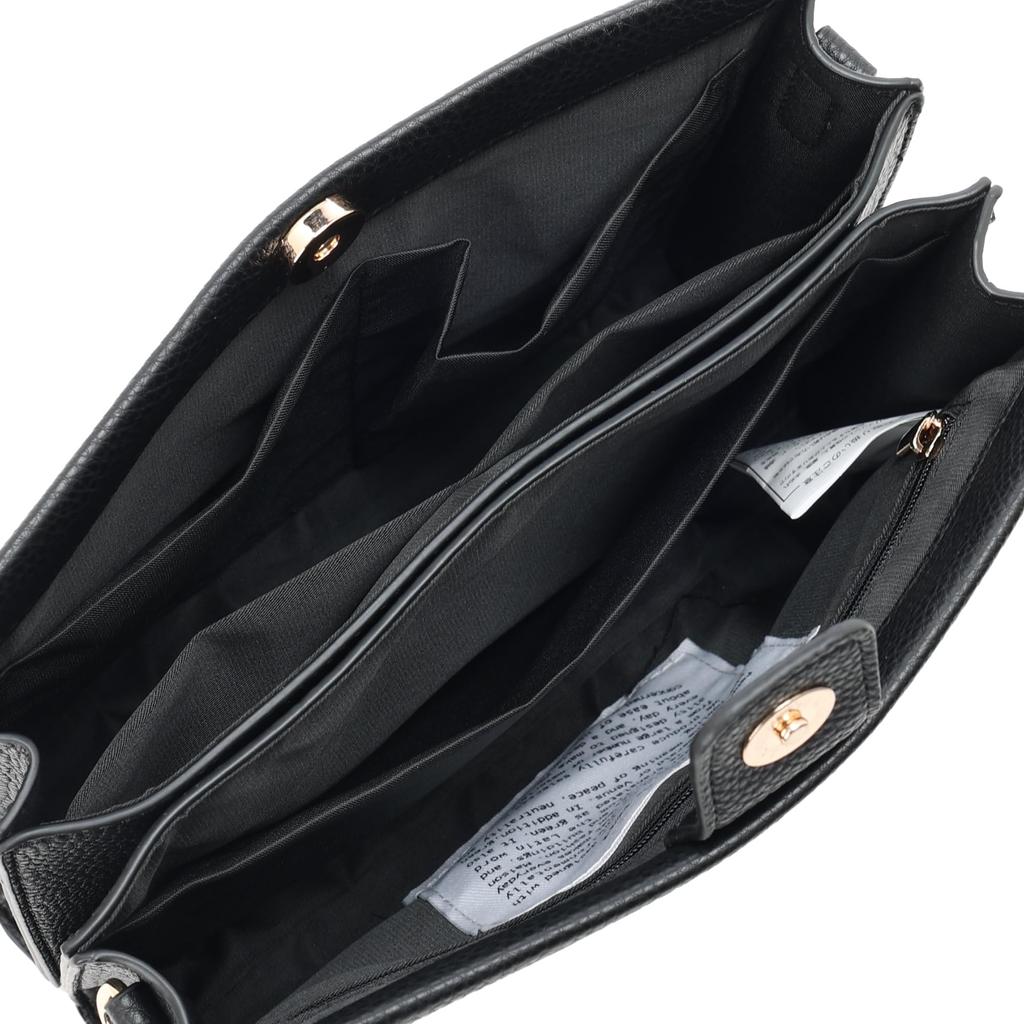 Maison Vert Square Mini Shoulder Bag, Lightweight Shrink Faux Leather, Women's, Black (10)
