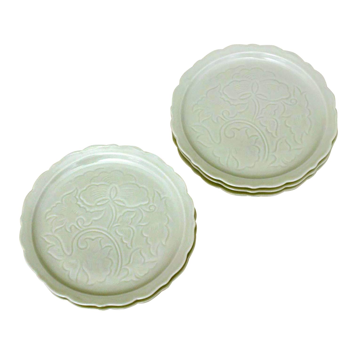 

Arita Ware Tableware Journey (Aritayaki Utsuwa) Imari Ware Kanzan Kiln Yellow Porcelain Matte Arabesque Carving Hiratori Plate Set 52653