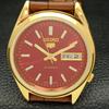 OPPUSSET VINTAGE SEIKO 5 AUTOMATISK 6309A JAPAN HERRE RØD SKIVE KLOKKE a425910-2 RL620a-a425910