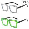 Two Dimensional Flat Lens Ins Square Anti-blue Glasses Frame Personality Trend Glasses