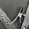 Leather Gag & Nipple Clamps Chain - Women's Erotic Restraint Clothing & Props