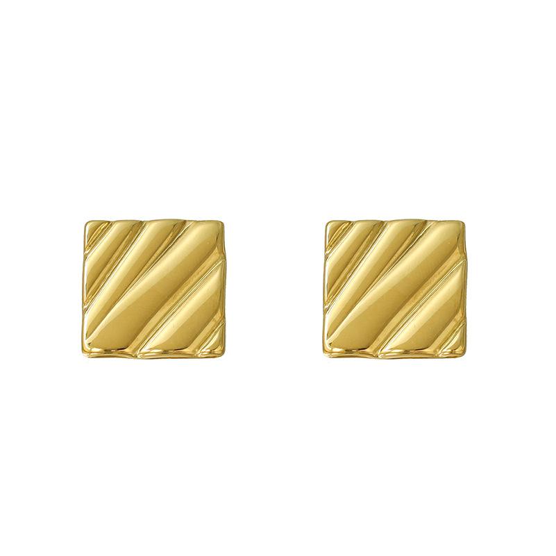 Geometric 316L Popular Gold Stud Earrings Light Luxury Classic Twill Bag Design Earrings