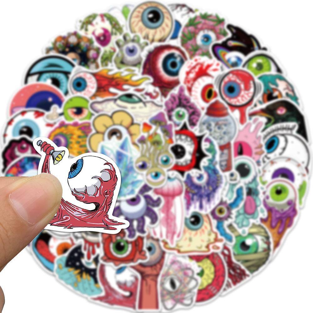 52 Horror Cartoon Eyeball Graffiti Stickers Decorate Suitcase Guitar DIY Waterproof Stickers