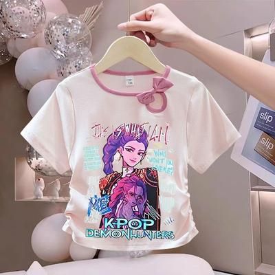 Girls' Fashionized Witch-Hunting Girl Group Top - Summer Children's Round-neck Short-sleeved Pure Cotton T-shirt