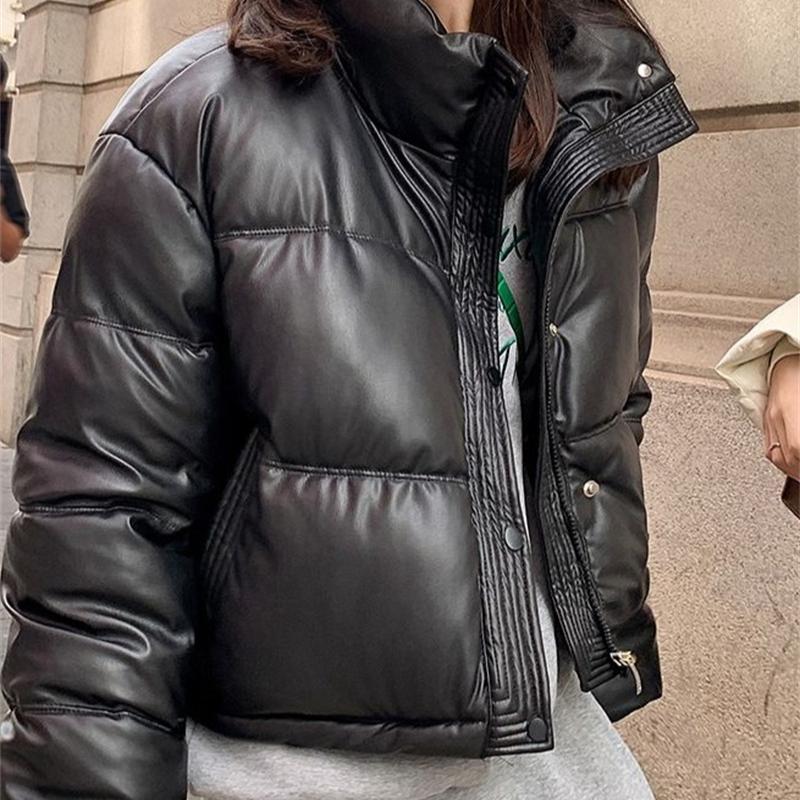 Down Cotton Jacket Women New Winter Clothes Korean Loose Small Padded Coat Female Large Size PU Short Lightweight Parkas