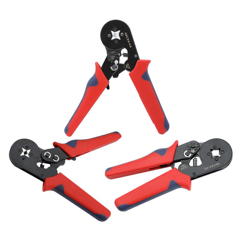 HSC8 6-4A Self-Adjusting Crimping Tool for VE Tube Terminals, 0.25-10mm Range, Quadrilateral Crimping.