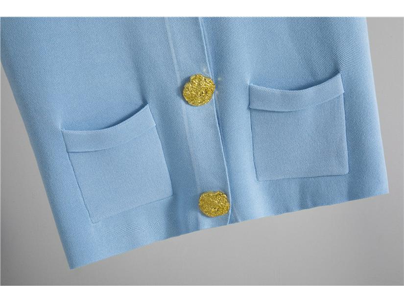 2025 Letní Móda Dvoudílný Pletený Vesta na Knoflíky & Sada Dlouhých Kalhot