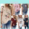 Elegant Summer Women Blouse Floral Print Short Sleeve Loose Casual T-shirt Tops