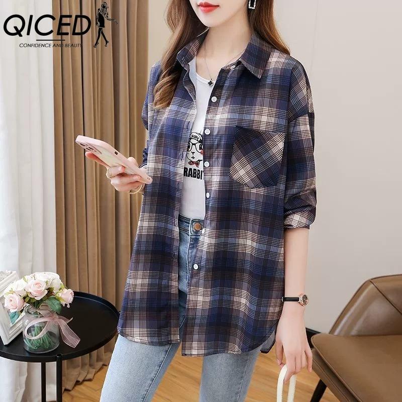 QICED Mote dame avslappet langermet POLO-hals bluser og skjorter