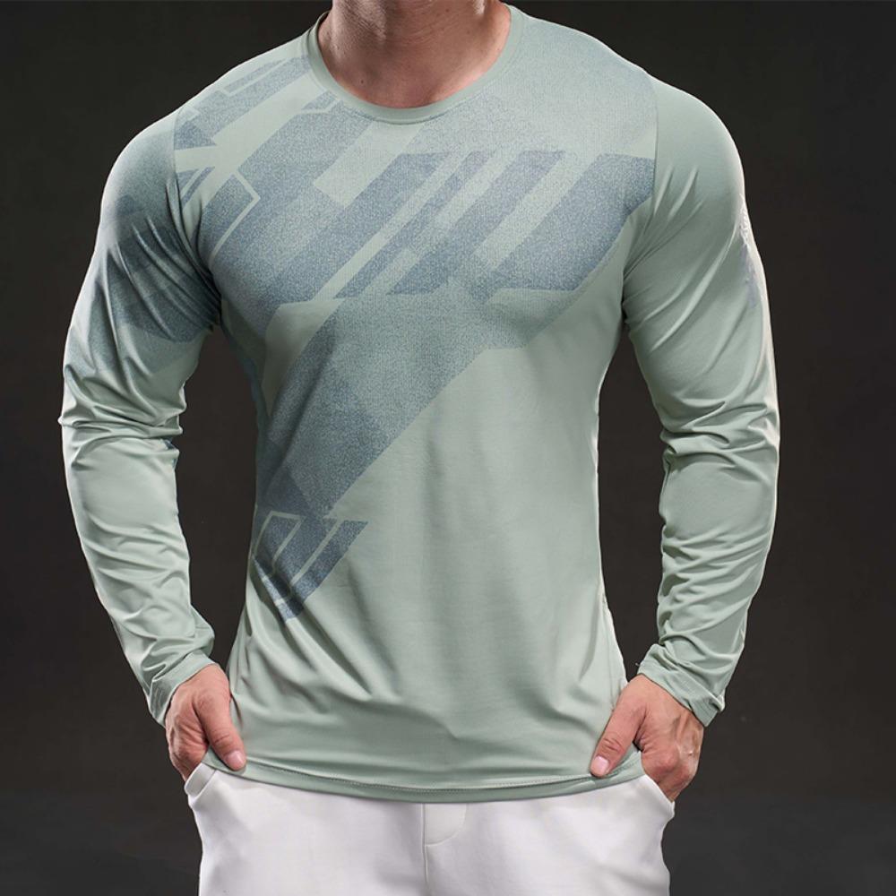 Neues Schnelltrocknendes Eisseiden-Langarm-T-Shirt für Herren Lässig Sportlich Elastisch Fitness Outdoor-Oberteil für Herren