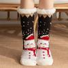 Winter Christmas Themed Women Lamb Fleece Floor Socks, Adult Non-Slip Indoor Snow Socks for Home Carpet