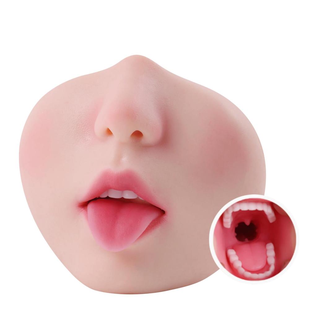 Men's Sex Doll Oral Sex With Teeth With Tongue TPE Soft Skin Masturbation Cup Adult Erotic Sex Toy