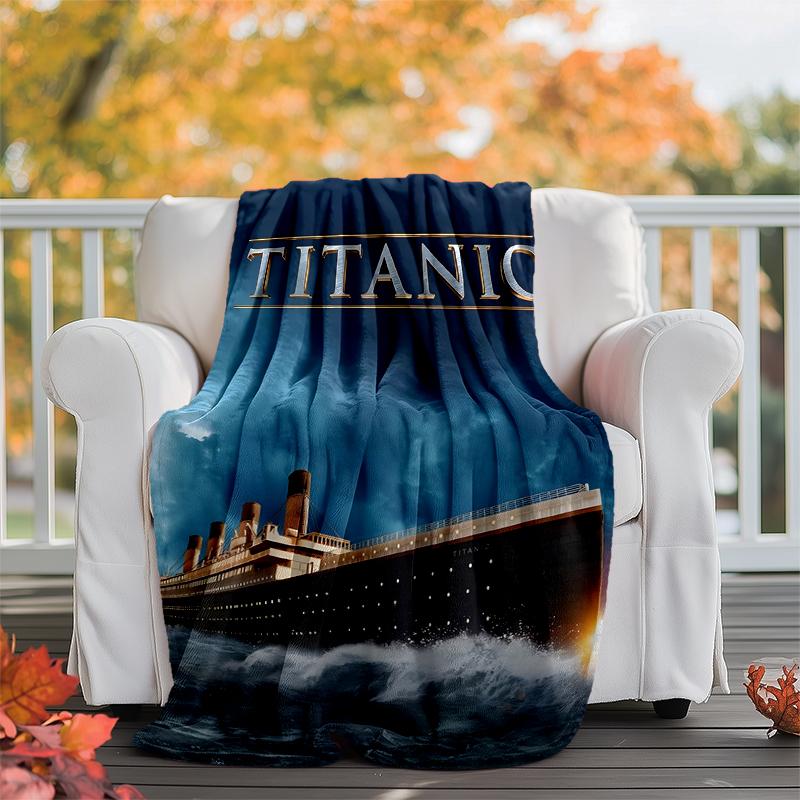 Titanic Flannel Blanket Soft Warm All-Season Throw, Design for Camping, Car Travel, Hiking Sofa, Bed, Office Perfect Gift for Parties