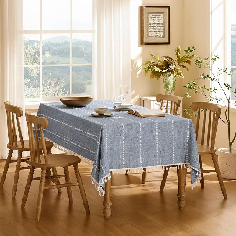 Rechteckige Tischdecke Jute Bauernhaus Tische Abdeckung Rustikal Knitterarm Waschbar Küche Esszimmer Tischdecken Dekoration