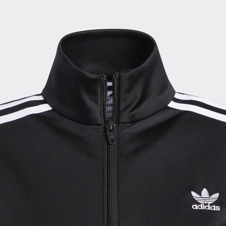 Adidas Jachetă cu mânecă scurtă cu guler înalt și fermoar, cu imprimeu logo Originals, Jachete pentru femei, Negru, HL6478