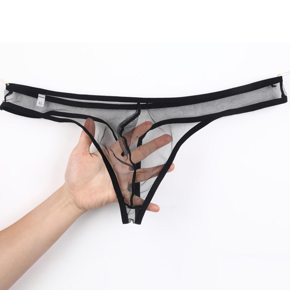 Pánské kalhotky s nízkým pasem Mesh Pouch Průhledná tanga