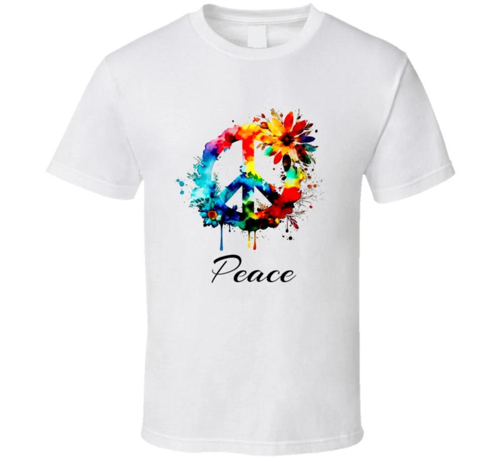 

Peace Flowers Colorful Pretty Retro Gift Trending T Shirt 2XL