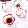 Elegant Food Plating Dish Mini Glass Cherry Blossom Sauce Dish, Japanese Style Seasoning Plate, 60ml Versatile Bowl for Snacks Capacity, Frosted
