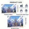 2D Flat Fantasy Castle Background with Hanging Perforated Rope, Birthday Party Banner
