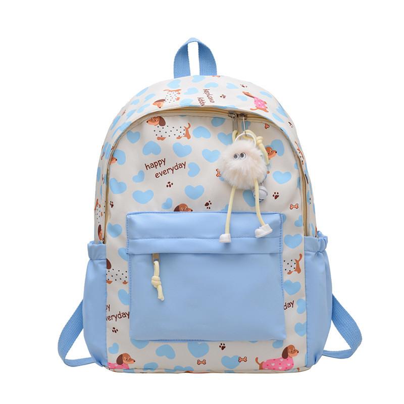 Dog Cartoon Backpack For Teens Large Capacity Nylon Breathable School Bag For Middle School Students