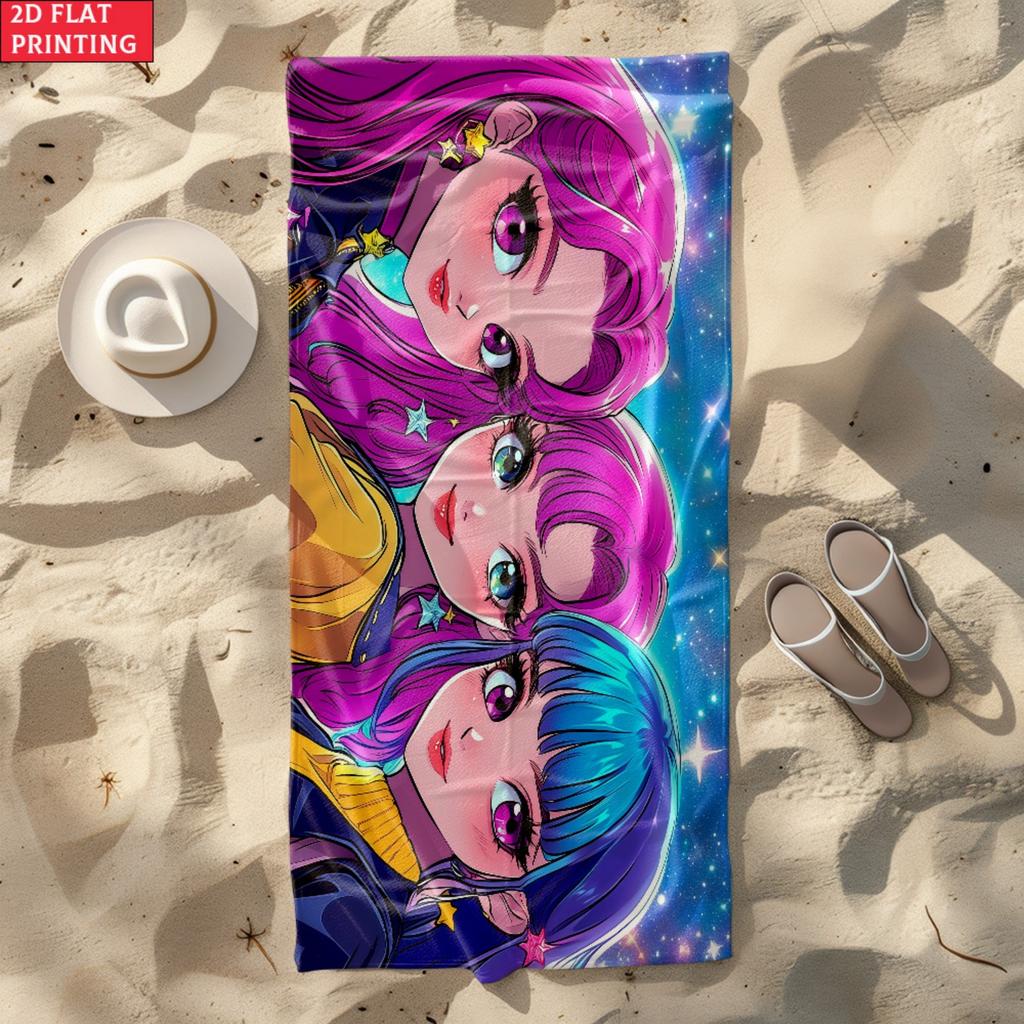 2D Flat 1pc Kpop Combination Beach Towel-Soft,Ultra-Absorbent Microfiber,Lightweight,Perfect for Beach