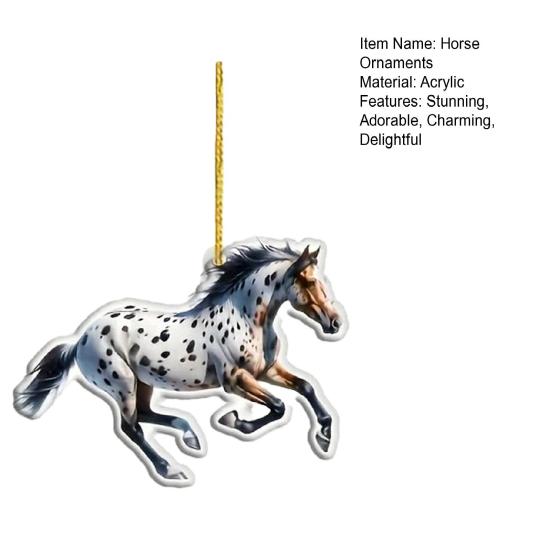 2D Kůň Auto Zpětné Zrcátko Přívěsek Akrylový Vánoční Stromek Závěsná Ozdoba Auto Zrcátko Doplňky pro Ženy Dívky