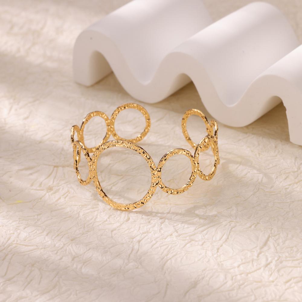 Stainless Steel Bracelet For Women Men Aesthetic Flower Leaf Bangle Opening Gold Color Geometric Bangles Bracelets Femme Jewelry