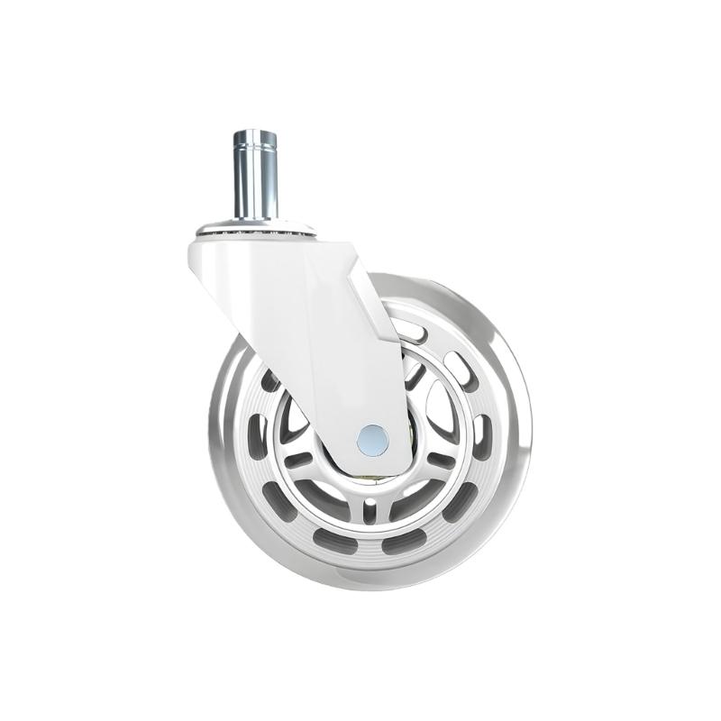 

Набор из 4 универсальных прозрачных колесиков для офисных кресел. Инструмент для легкой установки. Защищает дерево и плитку. белый