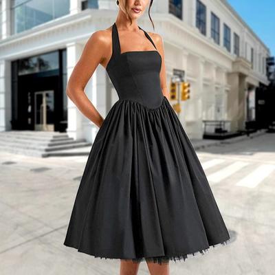 Wind sexy Damenbekleidung neu ärmellos schulterfrei Schnürung Träger schmal Faltenrock Damen